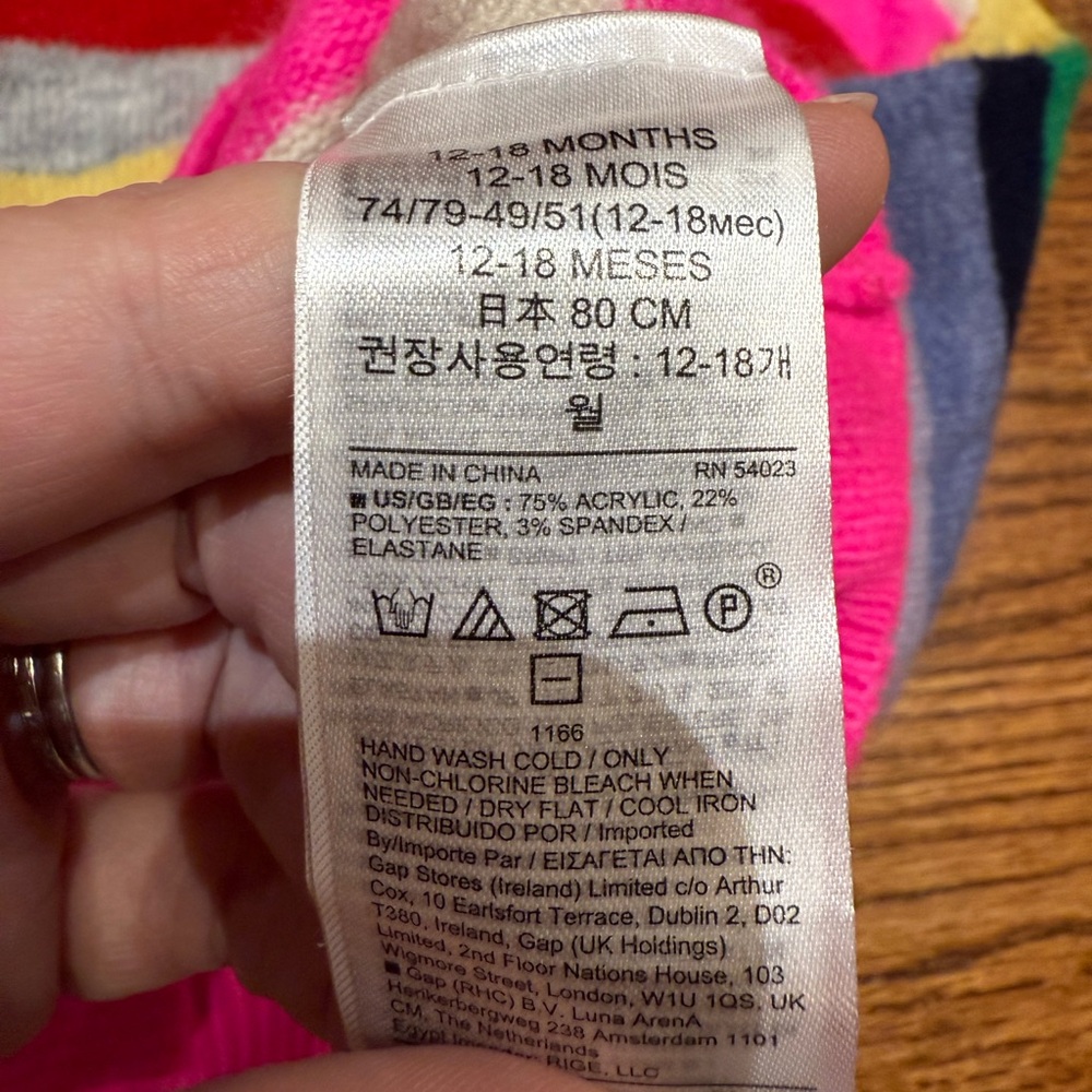 Gap Rainbow Striped Sweater 12-18 Months - Picture 4 of 4